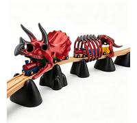 Tunnel d'extension en forme de crâne de dinosaure et squelette compatible avec les systèmes ferroviaires en bois standard de 40 mm, paysage créatif de piste de tricératops et décoration de diorama