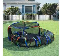 Tunnel d'extérieur pour chat et tente de jeu, couleur arc-en-ciel, clôture en maille avec tunnel de connexion