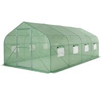 Tunnel en aluminium avec cadre métallique 3x6m Garden Point vert avec 2 paires de portes