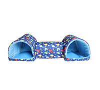 Tunnel et Lit pour Cochons d'Inde, Maison pour Hamster, Chinchilla et Petits Animaux, 21.26x6.69x7.87inch, Abri Confortable en Polyester- Dinosaure Bleu