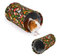 Tunnel Lavable Pliable pour Cochon d’Inde Tunnel de Hamster Portable Doublure Peluche Jouet de Tube à Explorer pour Hamster Abri Secret Jouet Intératif pour Cobaye Chinchilla Lapin, Champignon