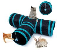 Tunnel pliable pour chat - Jouet pour chatons, chiots, lapins - Pour l'intérieur et l'extérieur (Black 3 Way Cat Tunnel)