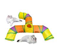 Tunnel pliable pour chat - Tunnel de jeu à 3 voies pour l'intérieur - Maison pour chat avec labyrinthe interactif avec œil pour chats et chatons