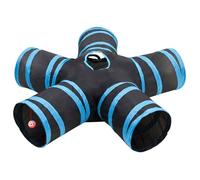 Tunnel pour Chats à 5 Voies Jouet Intéractif Noir et Bleu Polyester vidaXL