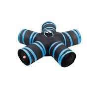vidaXL Tunnel pour Chat à 5 voies, Tube pour Animal de Compagnie avec Sac de Transport, Jouet Intéractif pour Chaton Intérieur, Noir et Bleu 25 cm Polyester 172184 Noir G