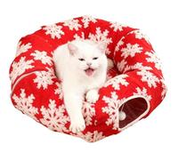Tunnel pour Chat avec Lit de Noël | Nid en Forme De Donut pour Chat,Tapis Tunnel en Peluche pour Chaton,pour Le Salon Le Balcon L'Enrichissement La Maison La Chambre l'exercice l'hiver Le