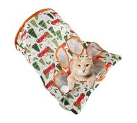 Tunnel pour chat d'intérieur avec balle en fourrure et aire de jeux - Tube interactif flexible pour chaton, chiot, lapin, marmotte