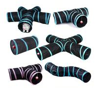 Tunnel pour chat d'intérieur interactif, jouets tunnel pour lapins, jouets pour animaux de compagnie, tunnels de jeu pour chats, chatons, lapins, chiots, froissé pop-up noir 47" forme S, tunnel pour c