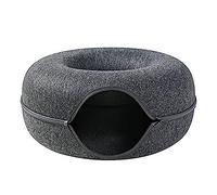 Tunnel pour chat d'intérieur - Résistant aux rayures - En feutre rond amovible - Avec trou de regard - Lavable - Grand lit pour chat - Pour petits animaux de compagnie - Lapins, chatons, chiots