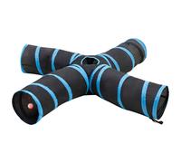 Tunnel pour Chat en Forme de S Tube Jouet Intéractif Noir Bleu Polyester vidaXL