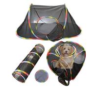 Tunnel pour chat en maille - Enclos pour chat d'extérieur - Aire de jeux pliable - Enclos portable - Tente compacte fermée - Cage interactive pour chiot et chien pour jouer
