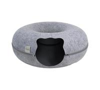 Tunnel pour chat en peluche, forme de cercle de donut, lits pour chats en forme de tunnel pour chat, tunnel de grottes pour chats en feutre, lit interactif pour chat, lit tunnel pour chat