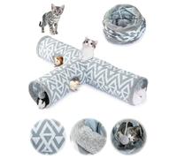 Tunnel pour chat et lapin - Tunnel de jeu pour intérieur - Tunnel en peluche 3 voies - Trou d'espionnage interactif - Jouet - Gris