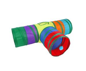 Tunnel Pour Chat Forme De T 3 Voies Avec Œilleton | Tunnel Interactif Pour Chats Et Animaux Pour Chaton, Chiot, Petit Chien, D'Intérieur, Exercice, Stimulation Physique Et