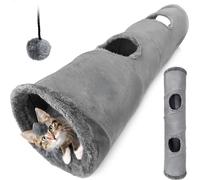Tunnel pour chat, jouet interactif 2-en-1, SUBWAY, 120x25 cm, gris