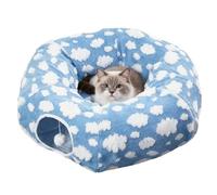 Tunnel pour chat - Lit en forme de donut amovible en peluche douce, espace de couchage chaud et fermé, cachette chaude et douce, confortable pour animaux de compagnie pour chatons, chiots, HA