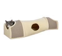 Tunnel pour chat modulable - 3 portes, 2 griffoirs - sisal peluche beige