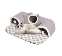 Tunnel pour Chat - Nid à Trois Trous pour Animaux | Coussin Interactif avec Jeu Intérieur, Activité, Exploration, Pours Chatons, Chiots, Petits Animaux, 65x40 cm