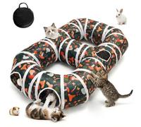 Tunnel pour chat pour divertissement en intérieur, tube de jeu résistant aux déchirures avec balle de jeu, tube pliable avec judas interactif, idéal pour chatons, chiots et lapins (forme de 8)