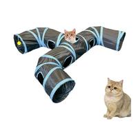 Tunnel pour chat pour l'intérieur - Long tube de jeu en peluche, jouet crépitant interactif, cachette de judas | Système d'entraînement pliable, kit de tunnel amusant pour chatons, lapins et filles
