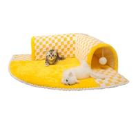 Tunnel pour chats avec niche | Jeux pour animaux domestiques en peluche démontables avec fond antidérapant - Niche pour chats avec effet coucou, pour chatons et lapins, pour dormir, somnoler, repos