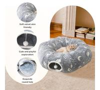 Tunnel pour Chats d'Intérieur - Tunnel de Jeu D'intérieur pour Chat avec Coussins - pour Petits Moyens Grands Animaux Plush Doudou Pliable pour Appartement Chambre Balcon Salon Maison