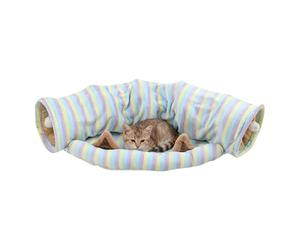 Tunnel pour chats domestiques d'intérieur - Repaire interactive et pliable de jeu, labyrinthe coloré à rayures adapté aux chats d'intérieur | pour l'anniversaire de Noël, la fête des animaux