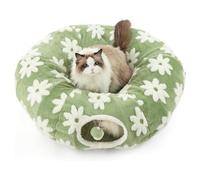 Tunnel pour chats | en peluche lavable avec balle, tube pour chat rond en peluche avec motif de fleurs, pour ramper le plaisir intérieur extérieur chatons lapins chiots