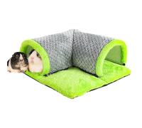 Tunnel pour petit animal de compagnie, lit tunnel pour petit animal domestique, hamster, lavable, 35 x 35 x 15 cm pour petits animaux, maison, intérieur, cadeau, décoration, vert, marron, bleu