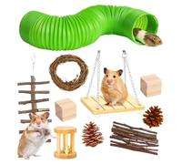 Tunnel pour petits animaux de compagnie - Tunnel à mâcher pour lapin, jouet à mâcher - Kit d'accessoires en bois pour hamster, cochon d'Inde, jouet chinchilla, accessoire de dentition pour hamsters