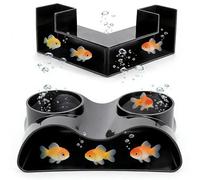 Tunnel pour Poissons - 2 Pièces L-Shaped Vision à 360° Décoration d'angle | Grotte souterraine pour Aquarium | pour Betta, Crevette, Poisson-Chat, Loche Kuhli, Eau Douce, Eau Salée,
