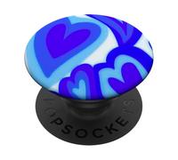 Tunnel rétro Y2K avec Motif cœur Bleu PopSockets PopGrip Adhésif