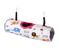 Tunnel Suspendu pour Chinchillas et Furets, Peluche Lin Blanc | Repos Sûr, Cachette Douillette, Stage Ludique, 2 Crochets Métalliques pour Cage