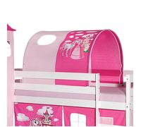 IDIMEX Tunnel Tente pour lit surélevé superposé mi-Hauteur Mezzanine Tissu Coton Motif Princesse Rose