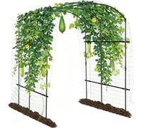 Tunnel Treillis Plante grimpante Exterieur avec Filet en Nylon Extérieur Renforcé,Treillis Arche De Concombre en Métal Amovible,Tuteur De Plante Grimpantes pour Légumes,Fruits,Fleurs(220x190x180cm)