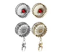 Tunnels d’Oreille en Cuivre 8-25mm, Design Or Vintage & Argent Antique avec Pierres de Zirconium Cubique Rouge et Motifs de Chauve-souris Ajourés, Bijoux Corporels pour Extension d’Oreille(NO-1,8mm)