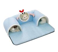 Tunnels pour chat - Lit tunnel pour chat | Lit d'été respirant pour animal domestique | Tapis de couchage Cae Bea avec tunnel | Jouets interactifs Coussin Fournitures pour animaux domestiques pour