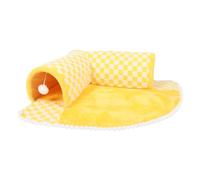 Tunnels pour Chats 2 en 1 pour Chats d'intérieur, Tunnel pour Chaton Doux avec Tapis en Peluche Amovible, Tapis d'activité Peekaboo Cat Cave pour Animaux de Compagnie, Chats,