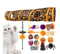 Tunnels pour Chats d'intérieur, Tube Tunnel pour Chat - Tubes Pliables pour Chat d'halloween avec Jouets pour Chat | Jouet interactif avec Motif Citrouille pour Petits Animaux, Chats Qui s'ennuient