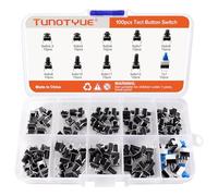 TUNOTYUE 100 Pièces 6x6 / 7x7 mm Kit Assortiment d'Interrupteurs Tact Switch, 4 Broches / 6 Broches Tactile Pousser Bouton, Mini Bouton Poussoir Micro Interrupteur, pour DIY Électroniqu