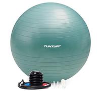 Tunturi Anti Burst Fitness Ball avec Pompe - Ballon de Yoga de 65 cm - Ballon de Pilates - Ballon de Grossesse - Poids utilisateur de 220 kg - INCL Application d'entraînement - Pétrole