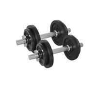Tunturi haltères en fonte 20kg - ensemble d'haltères avec fermeture à vis - ensemble d'haltères courts - 2 barres d'haltères - 30mm - incl. application fitness e