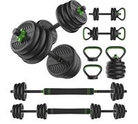 Tunturi Haltères et poids en caoutchouc - Ensemble d'haltères 20 kg - Barre avec poids - Ensemble de barre - Fermeture à vis 30 mm - Poignée antidérapante