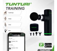 Tunturi Mini pistolet de massage, format de poche, pistolet de massage ultra-silencieux, détente et massage, masseur à 6 vitesses, 4 têtes de massage