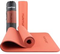 Tunturi Tapis de yoga épais 8mm - Tapis de gymnastique antidérapant - Avec sangle - Pour yoga et pilates - Tapis de sport 183x61x0,8cm - Toxique - Très confortable - Or rose