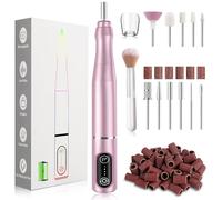 TUOBEO Kit de lime à ongles électrique sans fil rechargeable professionnelle Efile Nail Set Portable Acrylique Gel Remover Machine Pédicure Manucure Outil 11 Bits 56 Bandes de ponçage Home Rose
