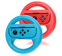 Tuocal 2 Packs Steering Wheels for Nintendo Switch & OLED Joy-Cons, Switch Racing Wheels Controller Accessories for Mario Kart 8 Deluxe (Red&Blue)