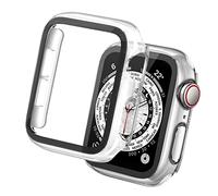 Tuocal 2 Pièces PC Coque Compatible avec Apple Watch 44mm Series 6 5 4 SE Protection Écran,Dur PC Matériel Coque,Couverture Complète Ultra Mince Verre Trempé Écran Coque, Transparent