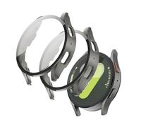 Tuocal 2 Pièces PC Protection D'écran pour Samsung Galaxy Watch 7 40mm, Étui Housse de Protecteur Complète ecran en Verre Trempé, HD Clair Ultra Mince Anti-Choc Protection (Gris, 44MM)