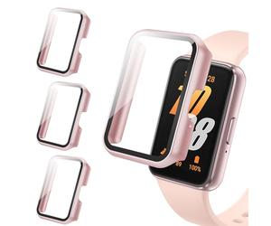 Tuocal 3 Pièces Protection Coque pour Samsung Galaxy Fit 3 Protection Écran, Dur PC Anti-rayures Protection Ecran Etui HD Verre Trempé Housse de Protection Couverture Complète pour Galaxy Fit 3